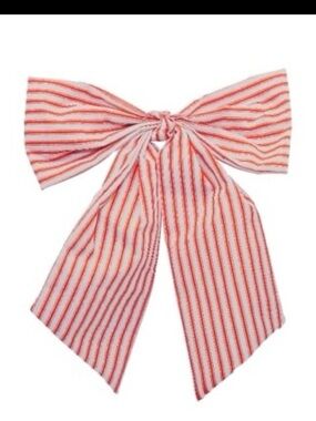 My Texas House Striped Decorative Bow, Red and White, 14"